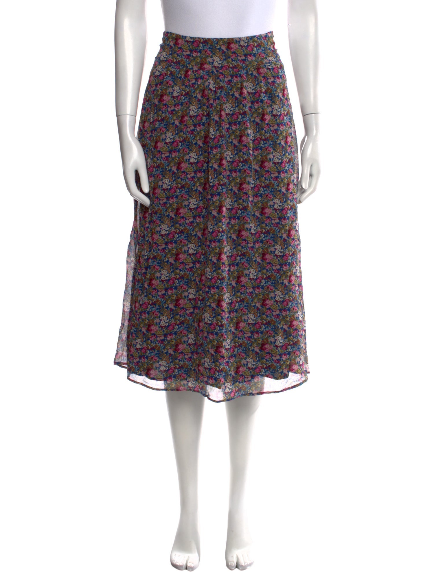 Sézane Floral Print Knee-Length Skirt